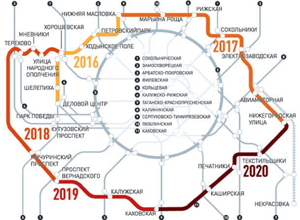 Карта метро Москвы 2019